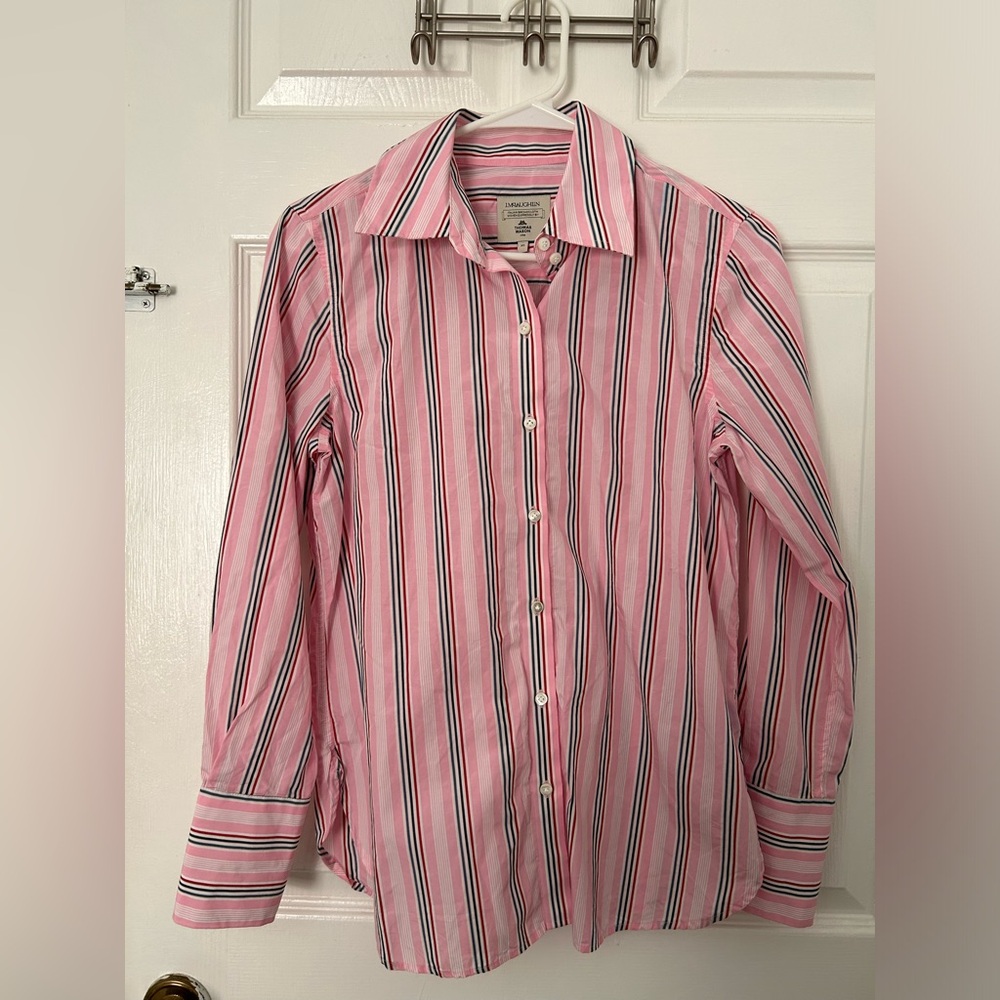 Women's Pink Multi-Stripe Button-Down Shirt